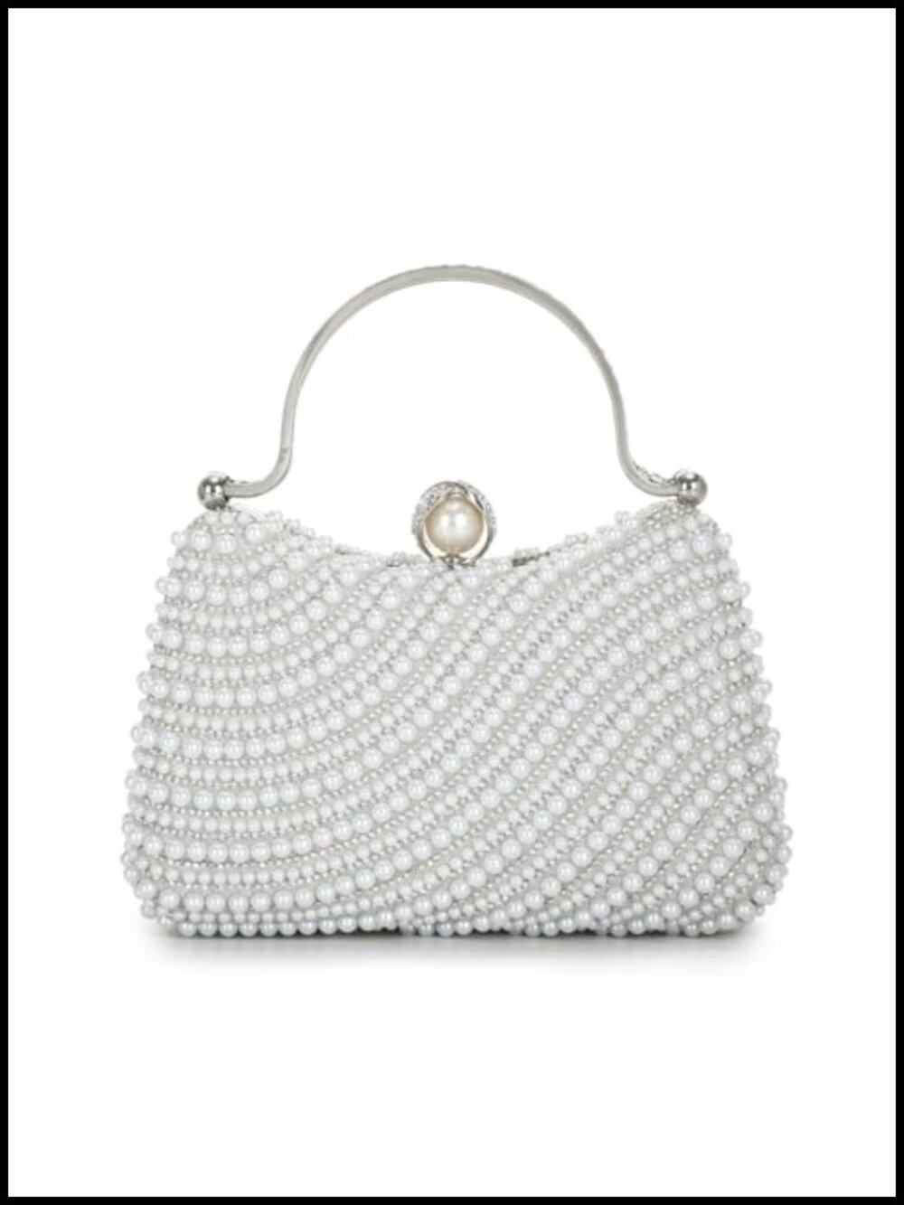 Crystal Pearl Clutch Evening Bag Rhinestone Wedding Purse Shoulder Handbag